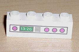 Brick 1 x 4 with Dark Pink Knobs and 13:26 Clock Pattern (Sticker) - Set 5895