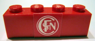 Brick 1 x 4 with 'SNCF' Pattern (Sticker) - Set 164