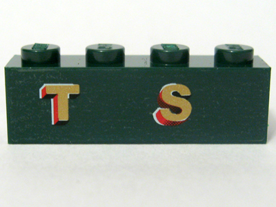Brick 1 x 4 with Gold 'T S' Pattern (Sticker) - Set 10194