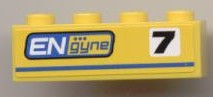 Brick 1 x 4 with Black '7' and 'ENgyne' Pattern Model Left side (Sticker) - Set 8124