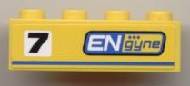 Brick 1 x 4 with Black '7' and 'ENgyne' Pattern Model Right side (Sticker) - Set 8124
