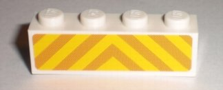 Brick 1 x 4 with Orange and Yellow Danger Stripes Pattern (Sticker) - Set 7733