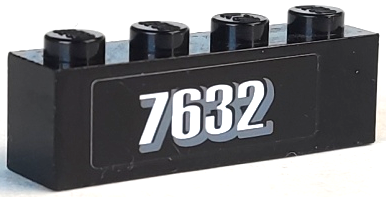 Brick 1 x 4 with White '7632' Pattern (Sticker) - Set 7632