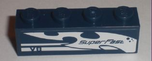 Brick 1 x 4 with 'SuperFast' and 'V8' Pattern Model Right Side (Sticker) - Set 8194
