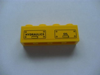 Brick 1 x 4 with 'HYDRAULICS' and 'OIL' and Bolts  Pattern (Sticker) - Set 7633