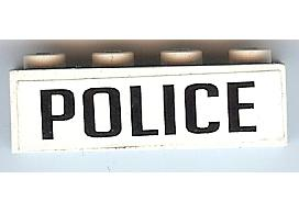 Brick 1 x 4 with Black 'POLICE' Pattern (Sticker) - Sets 6111 / 8135 / 8665