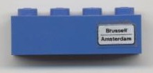 Brick 1 x 4 with 'Brussell - Amsterdam' Pattern (Sticker) - Set 7710/7818
