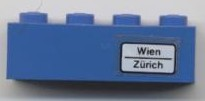 Brick 1 x 4 with 'Wien - Zürich' Pattern (Sticker) - Set 7710/7818