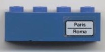 Brick 1 x 4 with 'Paris - Roma' Pattern (Sticker) - Set 7710/7818