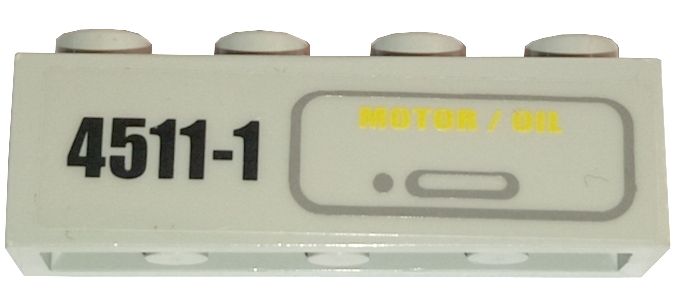 Brick 1 x 4 with '4511-1' and 'MOTOR / OIL' Pattern (Sticker) - Sets 4511 / 10157