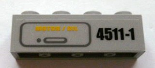 Brick 1 x 4 with 'MOTOR / OIL' and '4511-1' Pattern (Sticker) - Sets 4511 / 10157