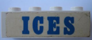 Brick 1 x 4 with Blue 'ICES' Pattern (Sticker) - Set 1589-1