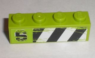 Brick 1 x 4 with '6' and Black and White Danger Stripes Pattern Model Left Side (Sticker) - Set 8211