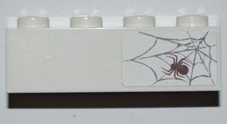 Brick 1 x 4 with Spider and Web on Right Side Pattern (Sticker) - Set 6242
