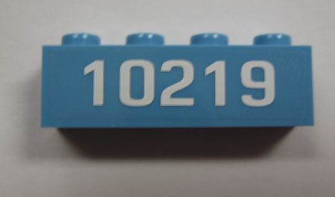 Brick 1 x 4 with White '10219'  Pattern (Sticker) - Set 10219