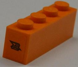 Brick 1 x 4 with 'XR FUEL' on Orange Background Pattern on Both Sides (Stickers) - Set 8186