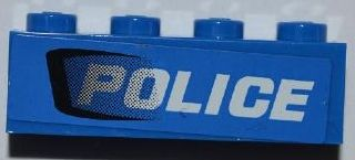 Brick 1 x 4 with Black Air Intake and White 'POLICE' Pattern Model Left Side (Sticker) - Set 7970