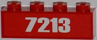 Brick 1 x 4 with White '7213' Pattern (Sticker) - Set 7213
