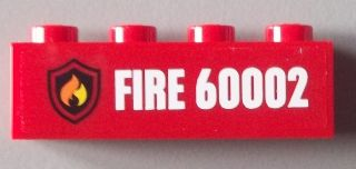 Brick 1 x 4 with Fire Logo and 'FIRE 60002' Pattern (Sticker) - Set 60002