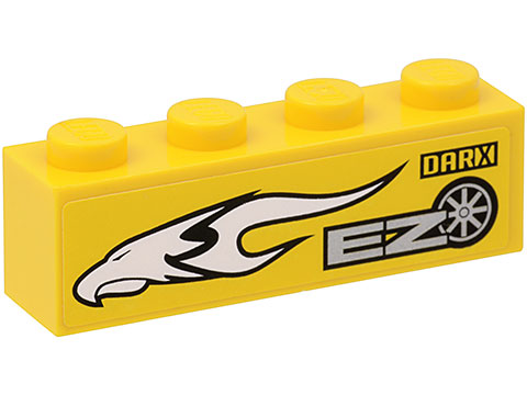 Brick 1 x 4 with White Eagle Head, 'EZ' and 'DARX' Pattern Model Left Side (Sticker) - Set 8148