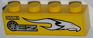 Brick 1 x 4 with White Eagle Head, 'EZ' and 'DARX' Pattern Model Right Side (Sticker) - Set 8148