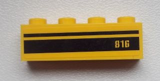 Brick 1 x 4 with '816' and Black Stripes Pattern (Sticker) - Set 9486