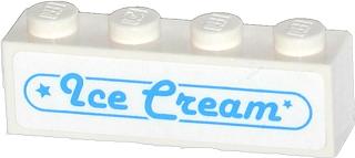 Brick 1 x 4 with 2 Stars and 'Ice Cream' Pattern (Sticker) - Set 70804