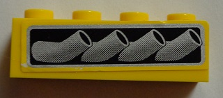 Brick 1 x 4 with Vehicle Exhaust Pipes Pattern Model Left Side (Sticker) - Set 8166
