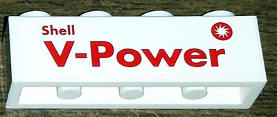 Brick 1 x 4 with Red 'Shell V-Power' Pattern (Sticker) - Set 30196