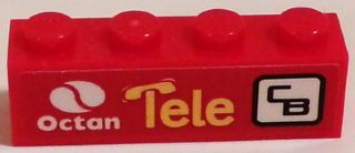 Brick 1 x 4 with Octan Logo, 'Tele', and 'CB' Pattern Model Left Side (Sticker) - Set 60084