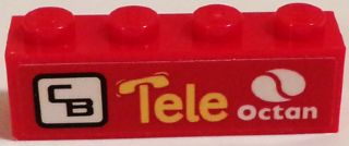 Brick 1 x 4 with Octan Logo, 'Tele', and 'CB' Pattern Model Right Side (Sticker) - Set 60084