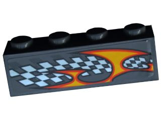Brick 1 x 4 with Checkered Flag and Flame Pattern Model Right Side (Sticker) - Set 8134