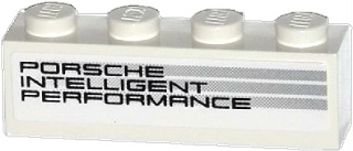 Brick 1 x 4 with 'PORSCHE INTELLIGENT PERFORMANCE' and Light Bluish Gray Stripes Pattern Model Left Side (Sticker) - Set 75912