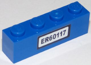 Brick 1 x 4 with Black 'ER60117' Pattern (Sticker) - Set 60117