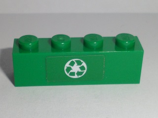 Brick 1 x 4 with Green Recycling Arrows Pattern (Sticker) - Set 60118