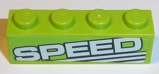 Brick 1 x 4 with 'SPEED' and White Lines Pattern Model Left Side (Sticker) - Set 8152