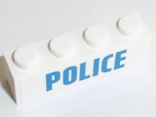 Brick 1 x 4 with Blue 'POLICE' on White Background Pattern (Sticker) - Set 60128