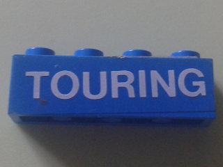 Brick 1 x 4 with White 'TOURING' Pattern (Sticker) - Set 1589-2