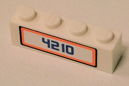 Brick 1 x 4 with Blue '4210' Pattern (Sticker) - Set 4210