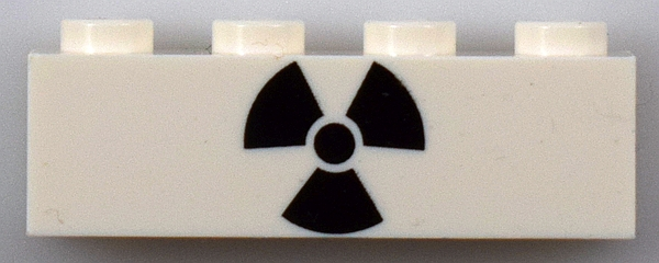 Brick 1 x 4 with Black Radiation Symbol Pattern