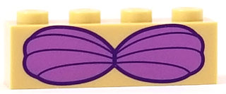 Brick 1 x 4 with Violet Bikini Shell Bra Top Pattern