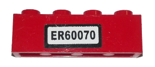 Brick 1 x 4 with 'ER60070' Pattern (Sticker) - Set 60070