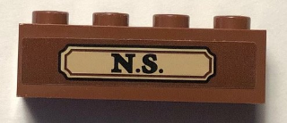 Brick 1 x 4 with 'N.S.' in Gold Label Pattern (Sticker) - Set 75952