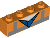 Brick 1 x 4 with Reflective Crossed Stripes over Blue Shirt Pattern (BrickHeadz Emmet Shirt Top)