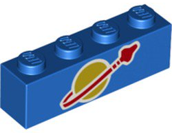 Brick 1 x 4 with Classic Space Logo Pattern (BrickHeadz Benny Torso)