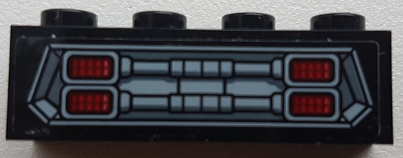 Brick 1 x 4 with Grille and Red Headlights Pattern (Sticker) - Set 76086