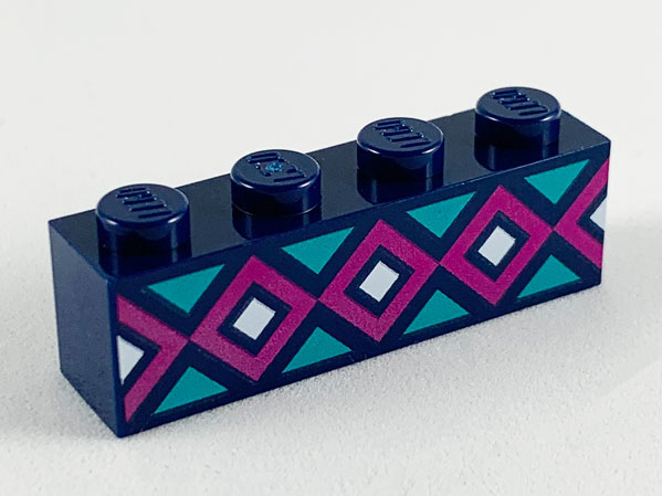 Brick 1 x 4 with Light Turquoise, Magenta, and White Diamonds Pattern