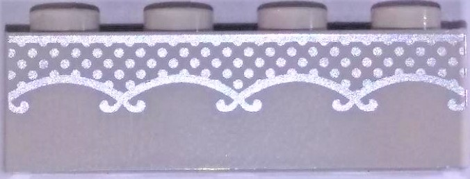 Brick 1 x 4 with Silver Lace Pattern (BrickHeadz Bride Torso)