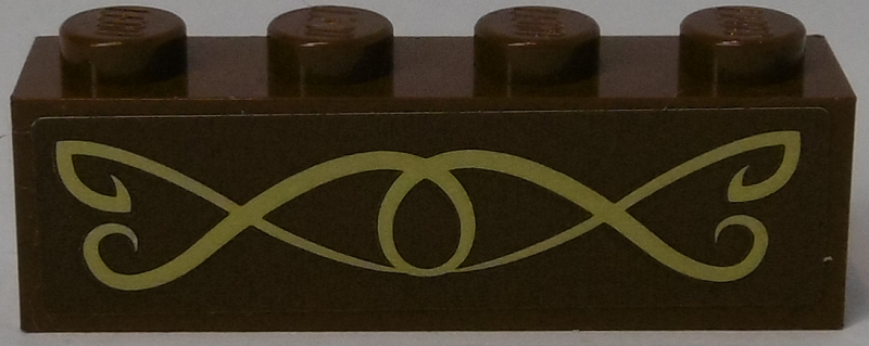 Brick 1 x 4 with Gold Scrollwork Pattern (Sticker) - Set 41174