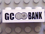Brick 1 x 4 with Black 'GC BANK' Logo Pattern (Sticker) - Set 7781